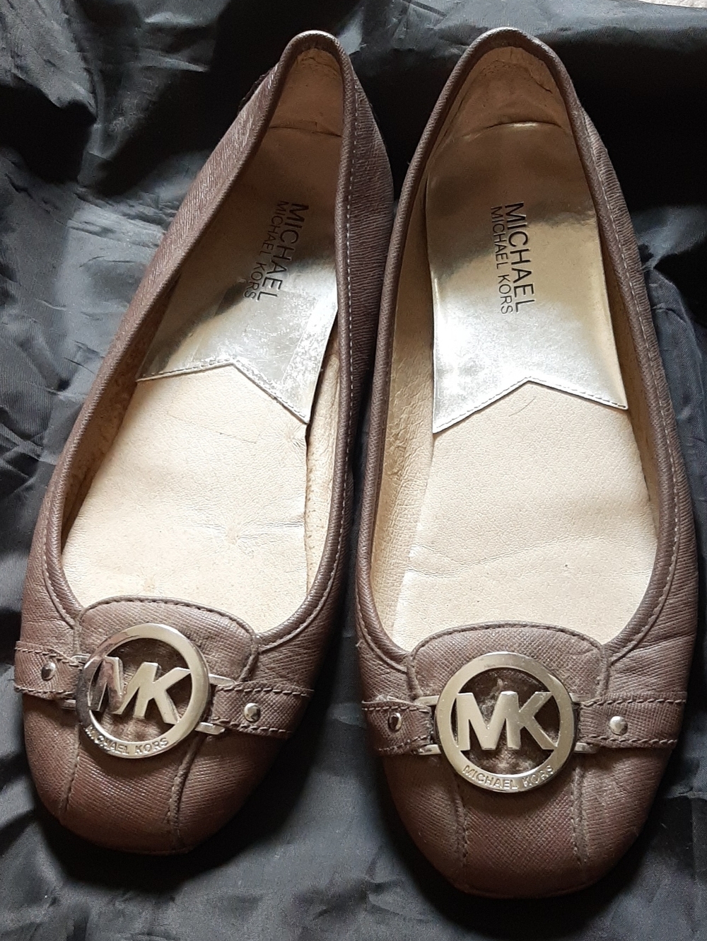 Michael Kors Brown Leather MK Logo Ballet Flats 9M